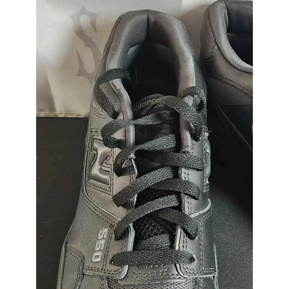 New Balance Mens Size 13 550 Black Triple Black Leather Sneakers BB550BBB NWT